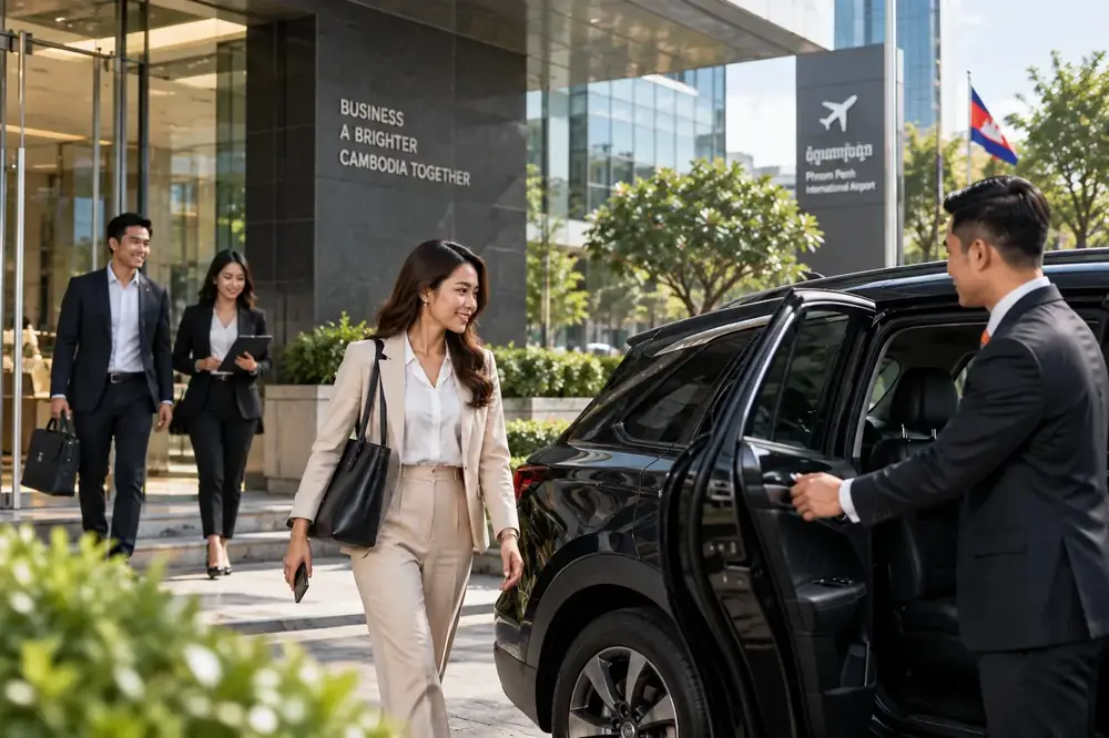 Business traveller entering a PassApp car